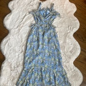 ASTR the Label WILDFLOWER RUFFLE CUTOUT MIDI DRESS size Medium